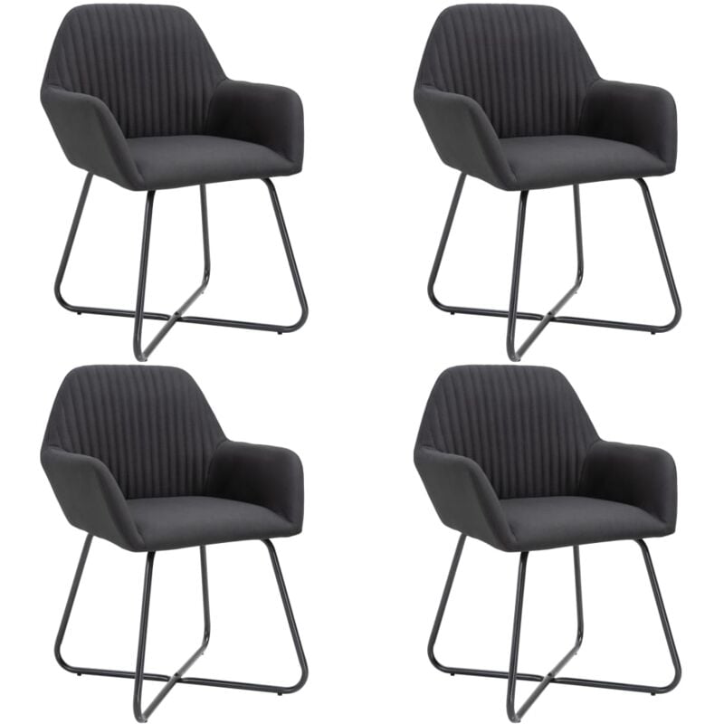 

vidaXL Sillas de Comedor de Tela 4 Unidades Negra - Negro