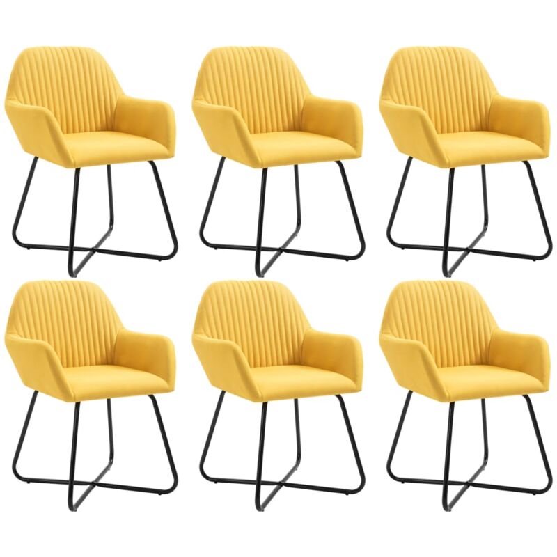 

vidaXL Sillas de Comedor de Tela 6 Unidades Amarillas - Amarillo