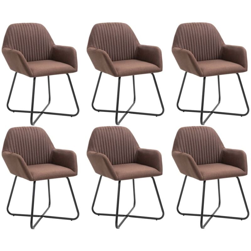 

vidaXL Sillas de Comedor de Tela 6 Unidades Marrón - Marrón