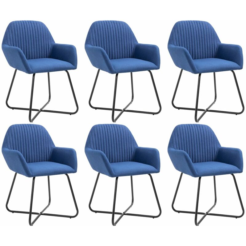 

vidaXL Sillas de Comedor de Tela 6 Unidades Azul - Azul