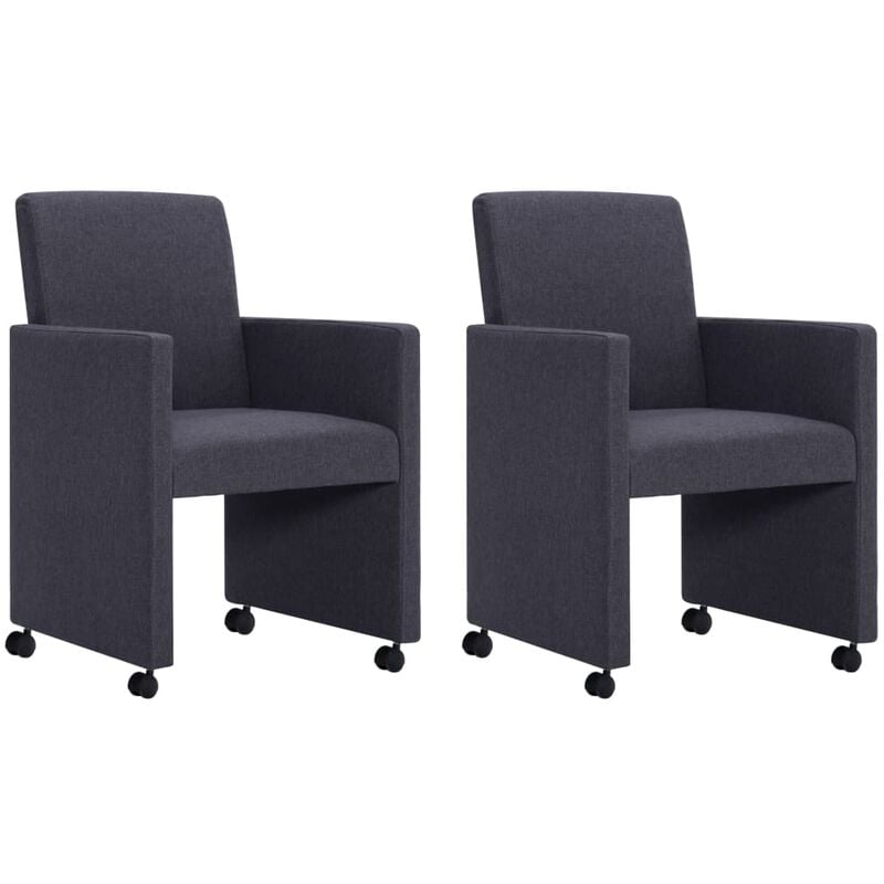 

Sillas de comedor 2 unidades tela gris oscura