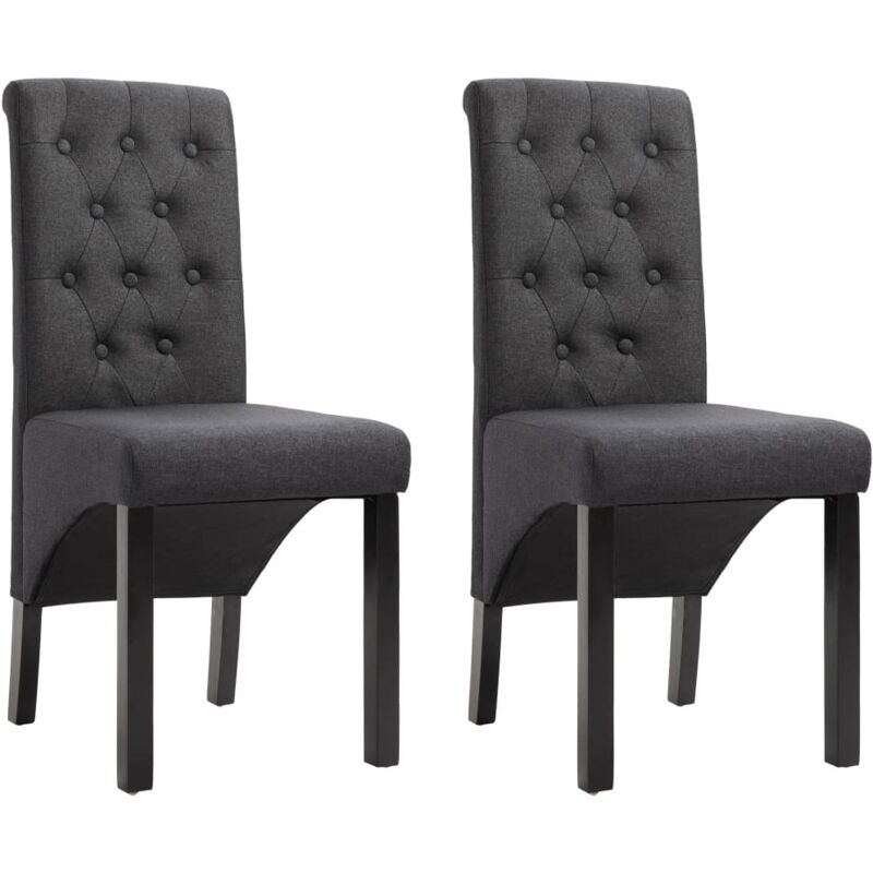 

vidaXL Sillas de Comedor de Tela 2 Unidades Gris Oscura - Gris