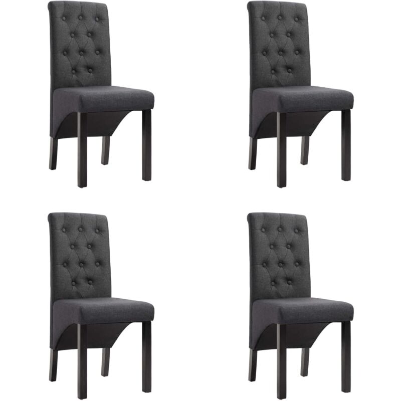 

vidaXL Sillas de Comedor de Tela 4 Unidades Gris Oscuro - Gris
