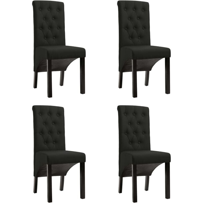 

vidaXL Sillas de Comedor de Tela 4 Unidades Negra - Negro