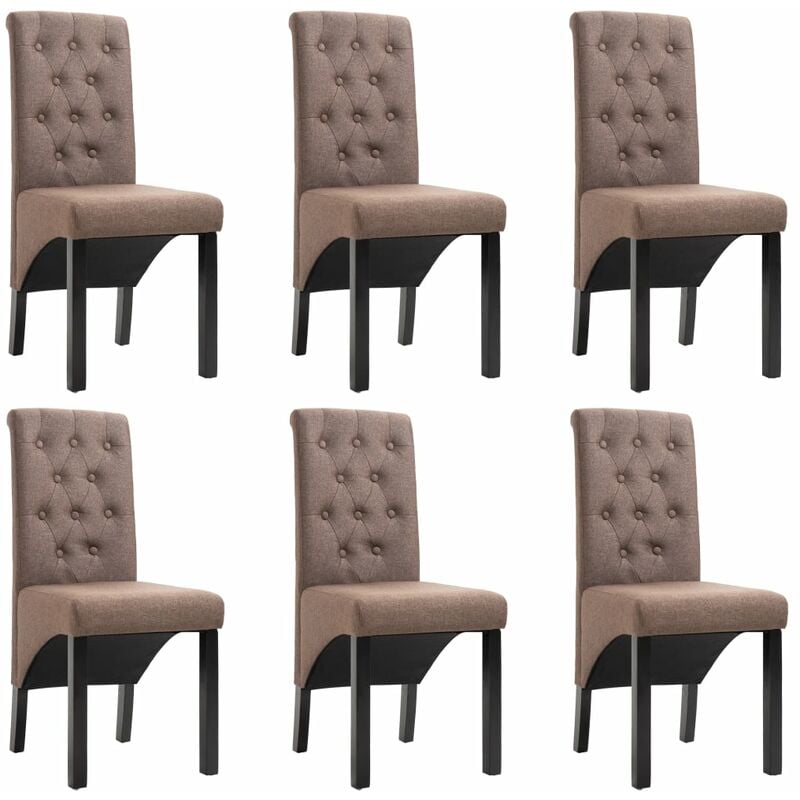 

vidaXL Sillas de Comedor de Tela 6 Unidades Marrón - Marrón