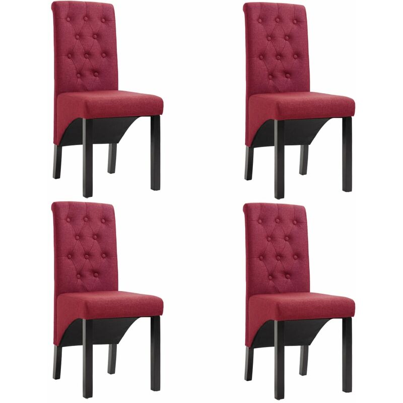 

vidaXL Sillas de Comedor de Tela 4 Unidades Vino Tinto - Rojo