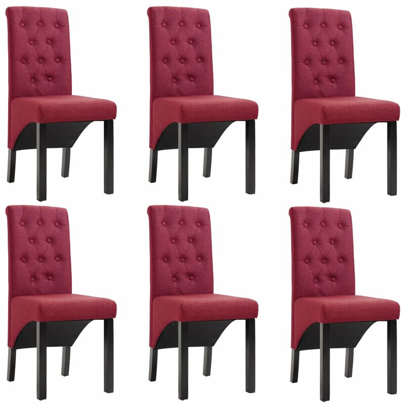 

vidaXL Sillas de Comedor de Tela 6 Unidades Vino Tinto - Rojo