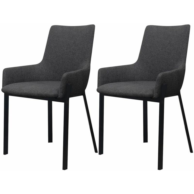 

Happyshopping - Sillas de comedor 2 unidades tela gris oscuro
