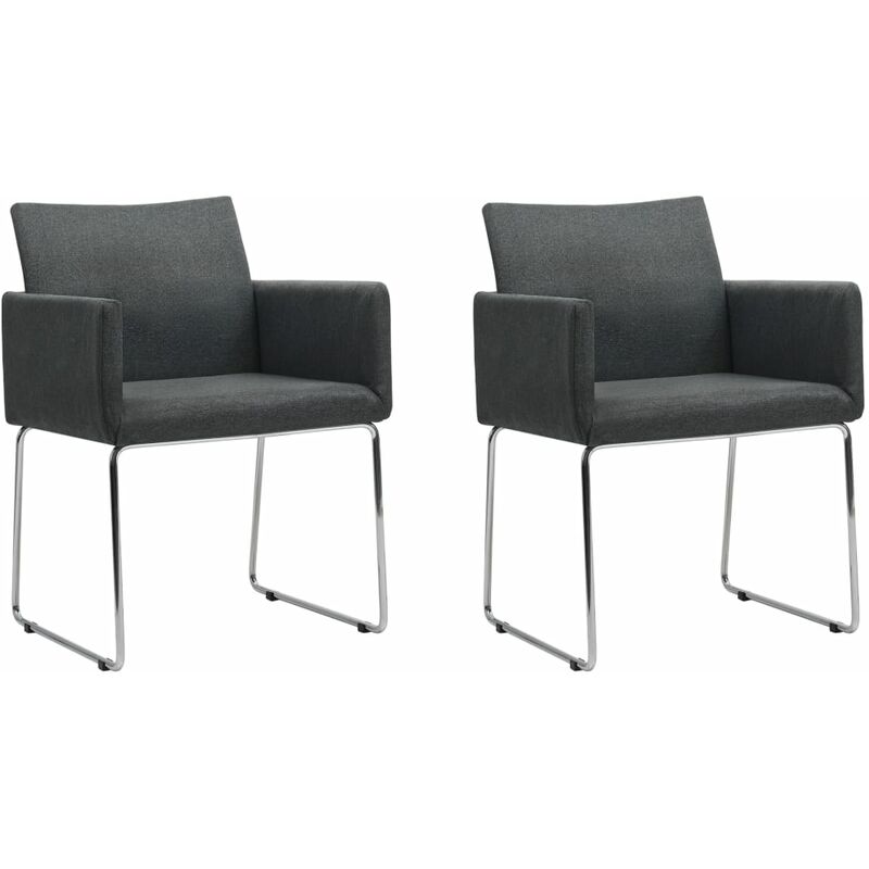 

Happyshopping - Sillas de comedor 2 unidades tela gris oscuro