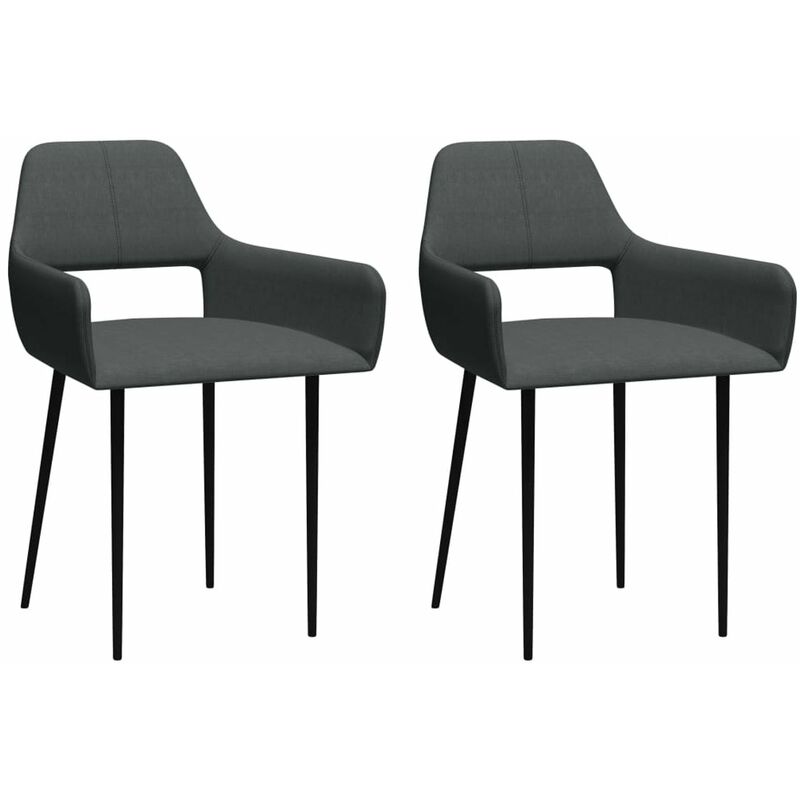 

Happyshopping - Sillas de comedor 2 unidades tela gris oscuro