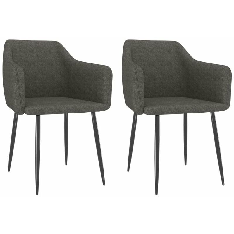 

Happyshopping - Sillas de comedor 2 unidades tela gris oscuro