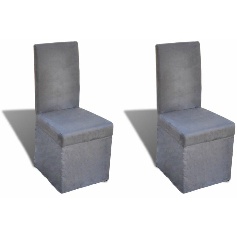 

Sillas de comedor 2 unidades tela gris oscuro