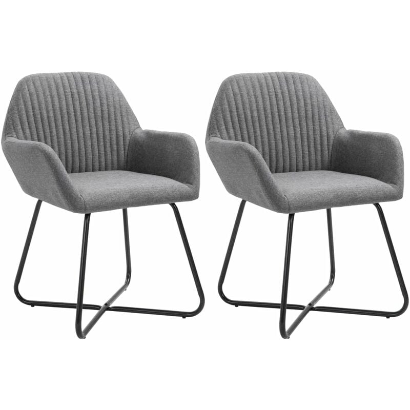 

Sillas de comedor 2 unidades tela gris oscuro