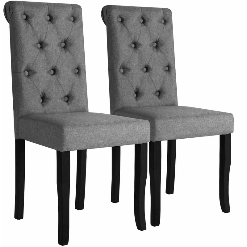 

Sillas de comedor 2 unidades tela gris oscuro