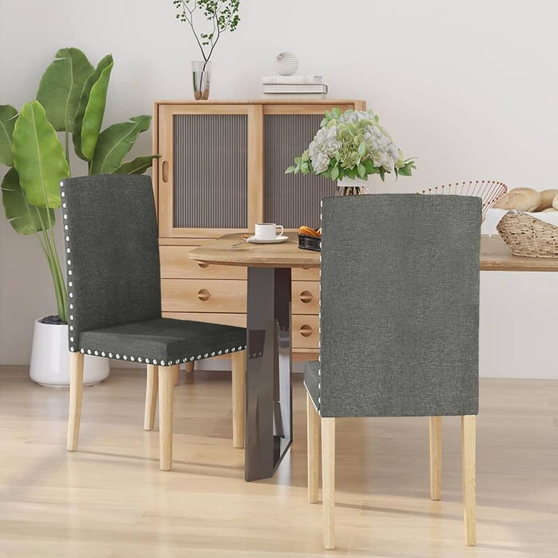 

Sillas de comedor 2 unidades tela gris oscuro
