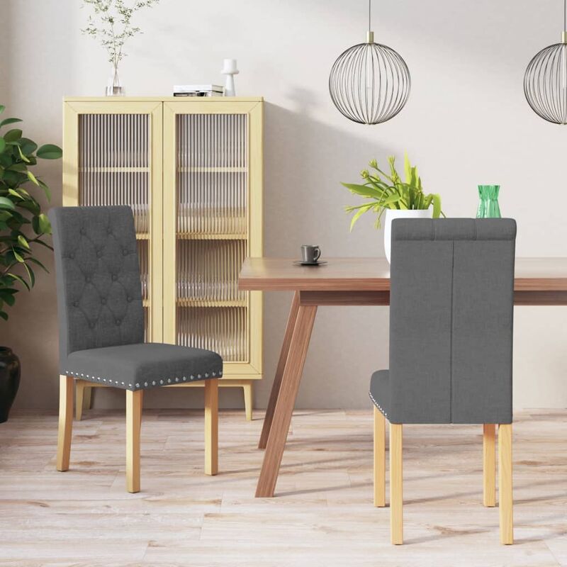 

Sillas de comedor 2 unidades tela gris oscuro