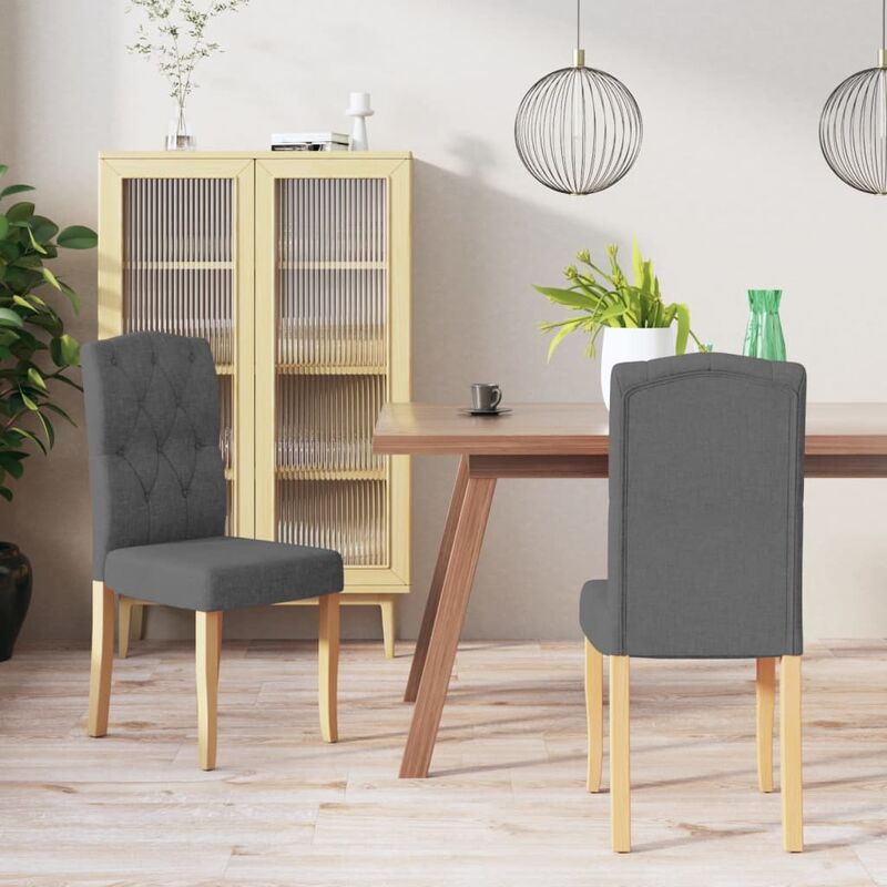 

Sillas de comedor 2 unidades tela gris oscuro
