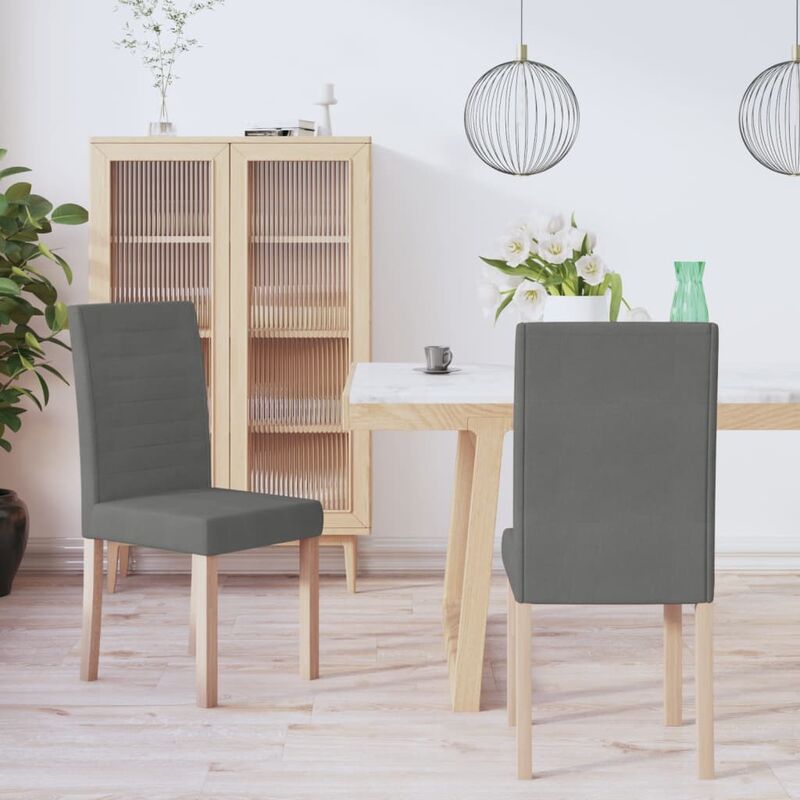 

Sillas de comedor 2 unidades tela gris oscuro