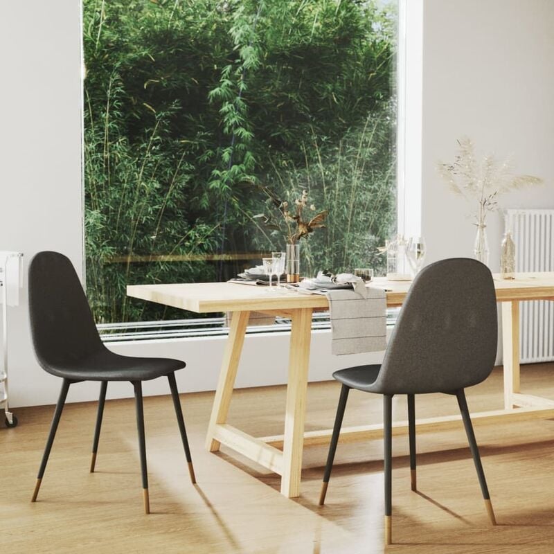 

Sillas de comedor 2 unidades tela gris oscuro