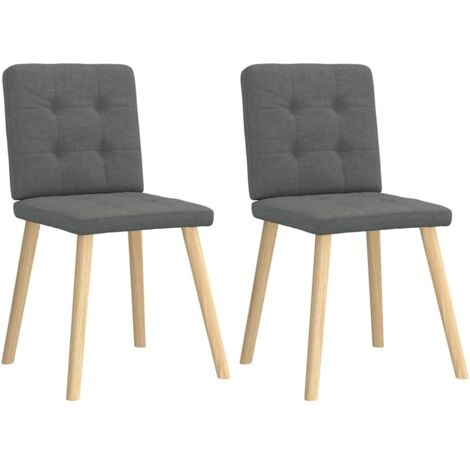 Sillas de comedor 2 unidades tela gris oscuro