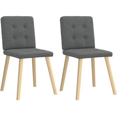Sillas de comedor 2 unidades tela gris oscuro vidaXL