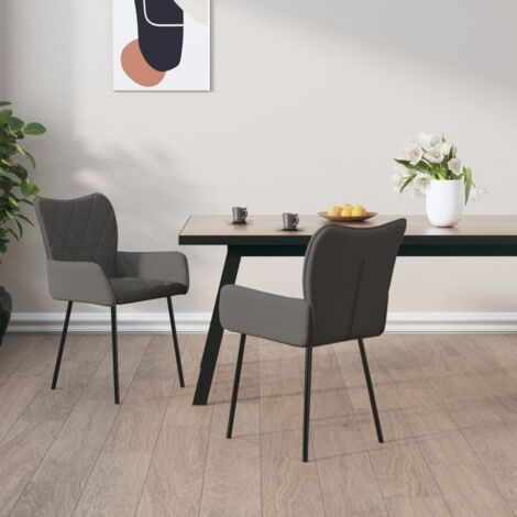 Sillas de comedor 2 unidades tela gris oscuro vidaXL