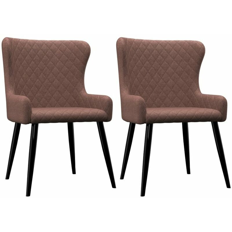 

Happyshopping - Sillas de comedor 2 unidades tela marron