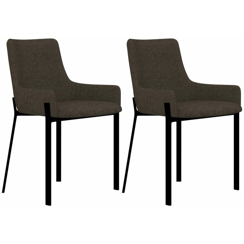 

Happyshopping - Sillas de comedor 2 unidades tela marron