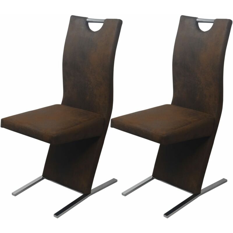 

Sillas de comedor 2 unidades tela marrón