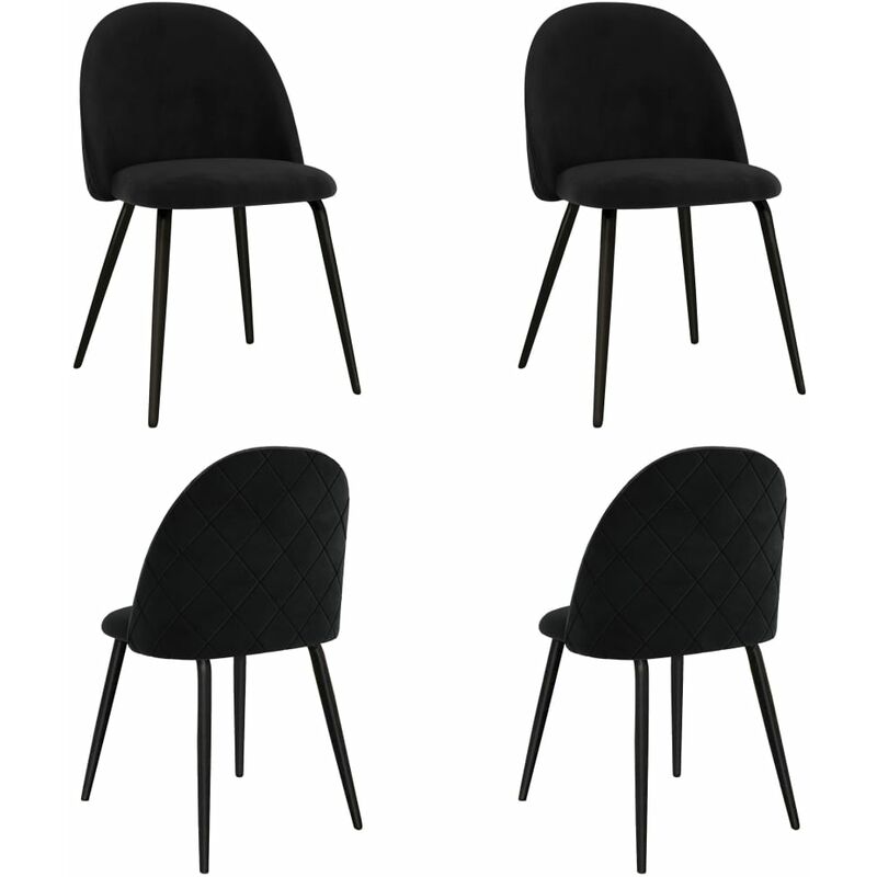 

vidaXL Sillas de Comedor de Tela 4 Unidades Negro - Negro