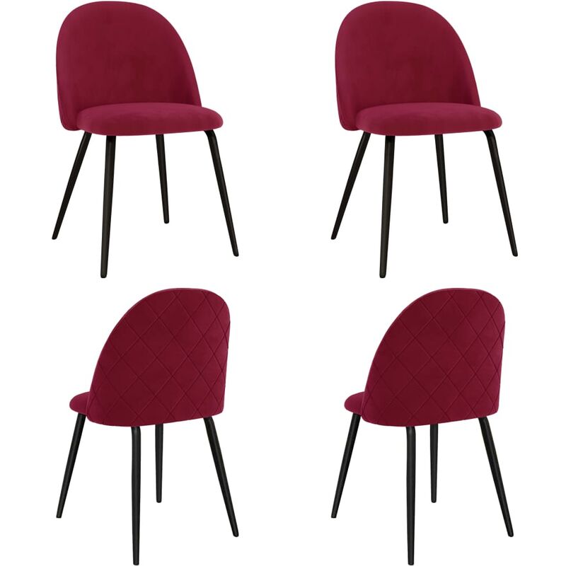

vidaXL Sillas de Comedor de Tela 4 Unidades Color Vino Tinto - Rojo