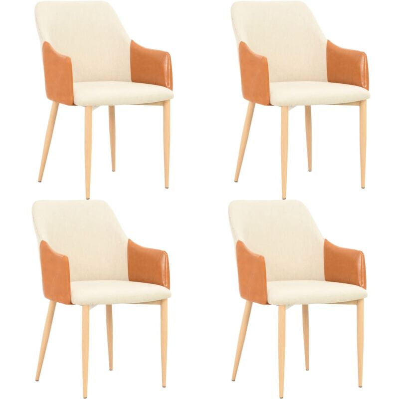 

vidaXL Sillas de Comedor Tela Marrón y Crema 4 Unidades - Marrón