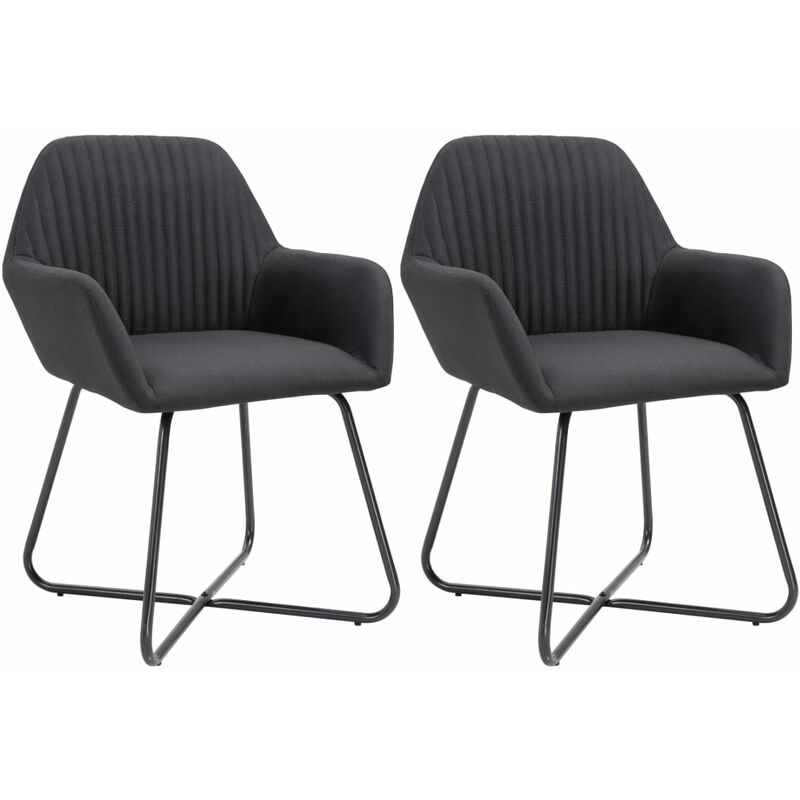 

Happyshopping - Sillas de comedor 2 unidades tela negro