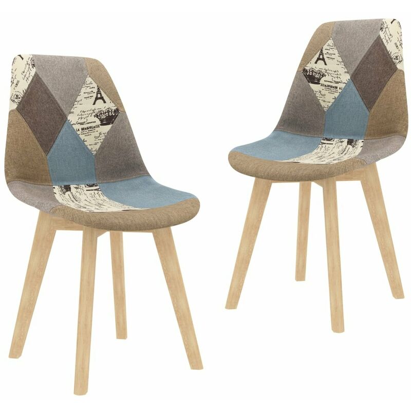 

Sillas de comedor 2 unidades tela Patchwork gris