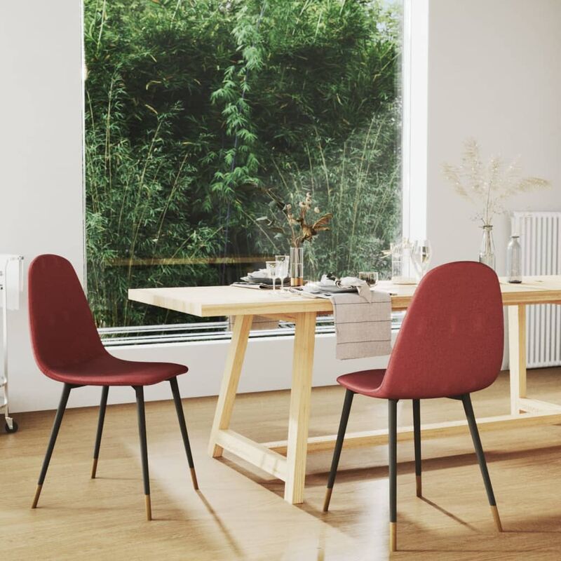 

Sillas de comedor 2 unidades tela rojo vino tinto