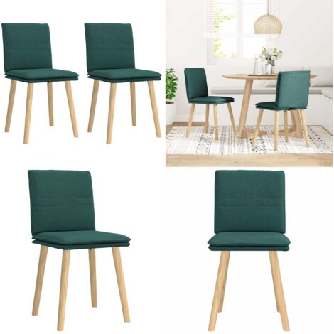 Sillas de comedor 2 unidades tela verde oscuro - Sillas de comedor ergonómicas - Sillas de comedor de madera