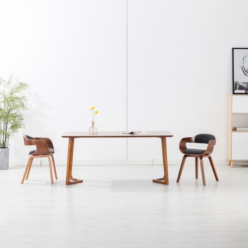 

Sillas de comedor 2 unidades tela y madera curvada gris oscuro
