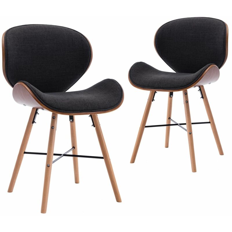 

Sillas de comedor 2 unidades tela y madera curvada gris oscuro