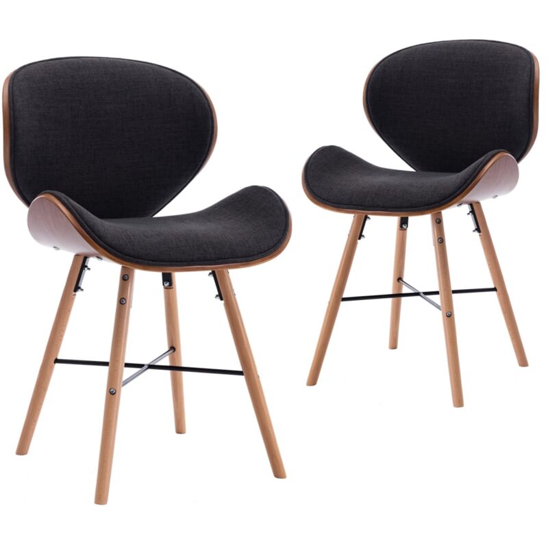 

vidaXL Madera Curvada Sillas de Comedor 2 Unidades Tela Gris Oscuro - Gris