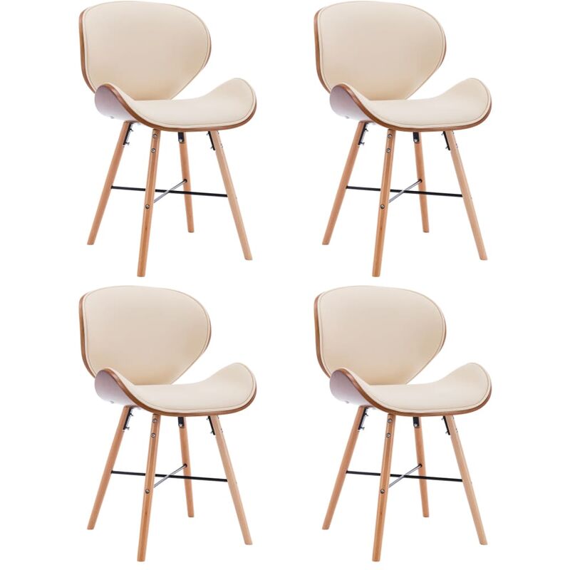 

Madera Curvada Sillas de Comedor 4 Unidades Cuero Sintético Crema - Crema - Vidaxl