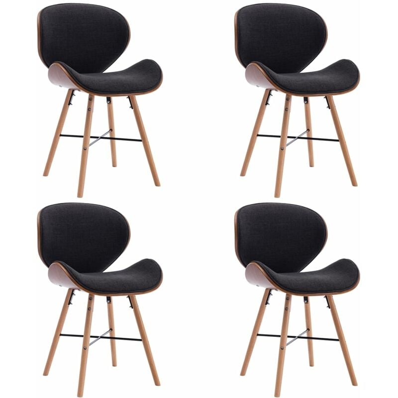

Madera Curvada Sillas de Comedor 4 Unidades Tela Gris Oscuro - Gris - Vidaxl