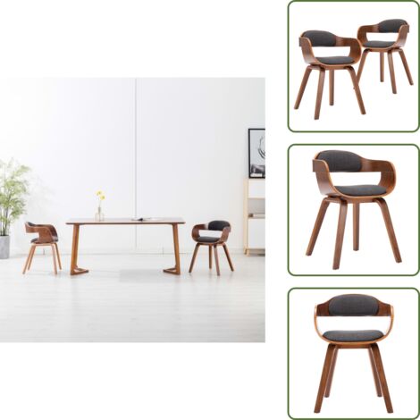 Sillas de comedor 2 unidades tela y madera curvada gris oscuro
