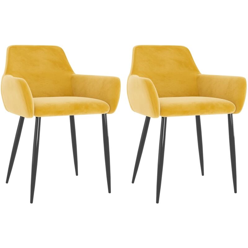 

Sillas de comedor 2 unidades terciopelo amarillo mostaza - Amarillo