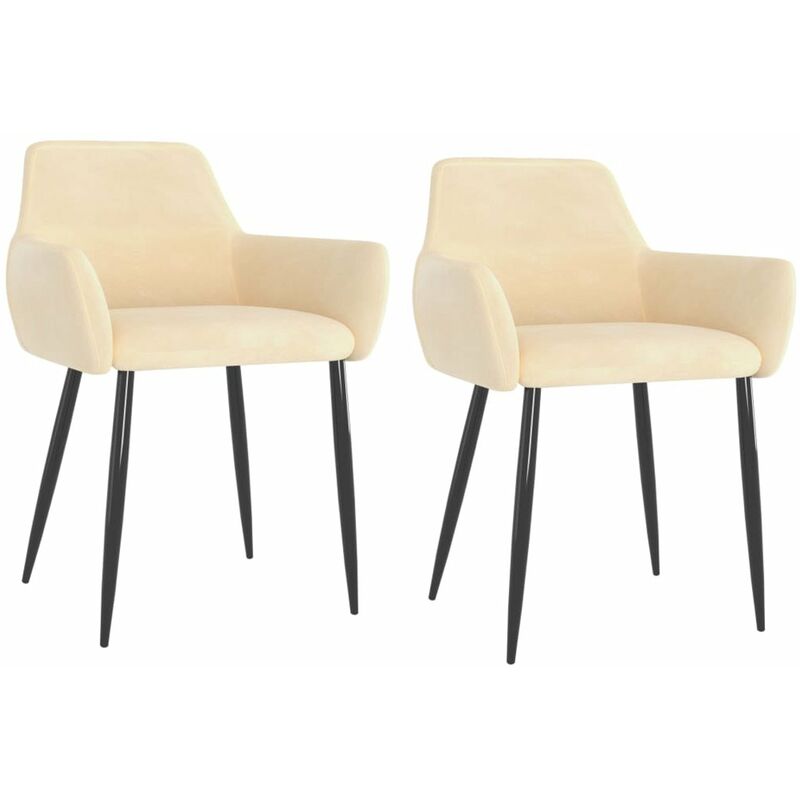 

Happyshopping - Sillas de comedor 2 unidades terciopelo crema