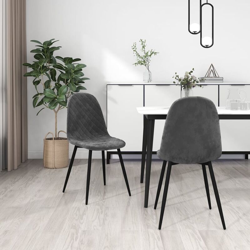 

Sillas de comedor 2 unidades terciopelo gris oscuro