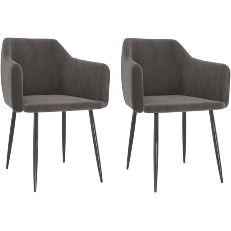 Sillas de comedor 2 unidades terciopelo gris oscuro vidaXL
