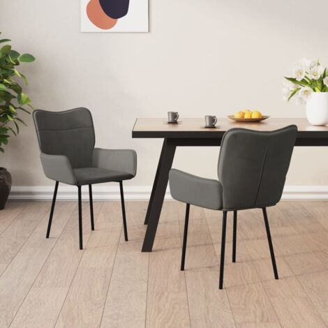 Sillas de comedor 2 unidades terciopelo gris oscuro vidaXL