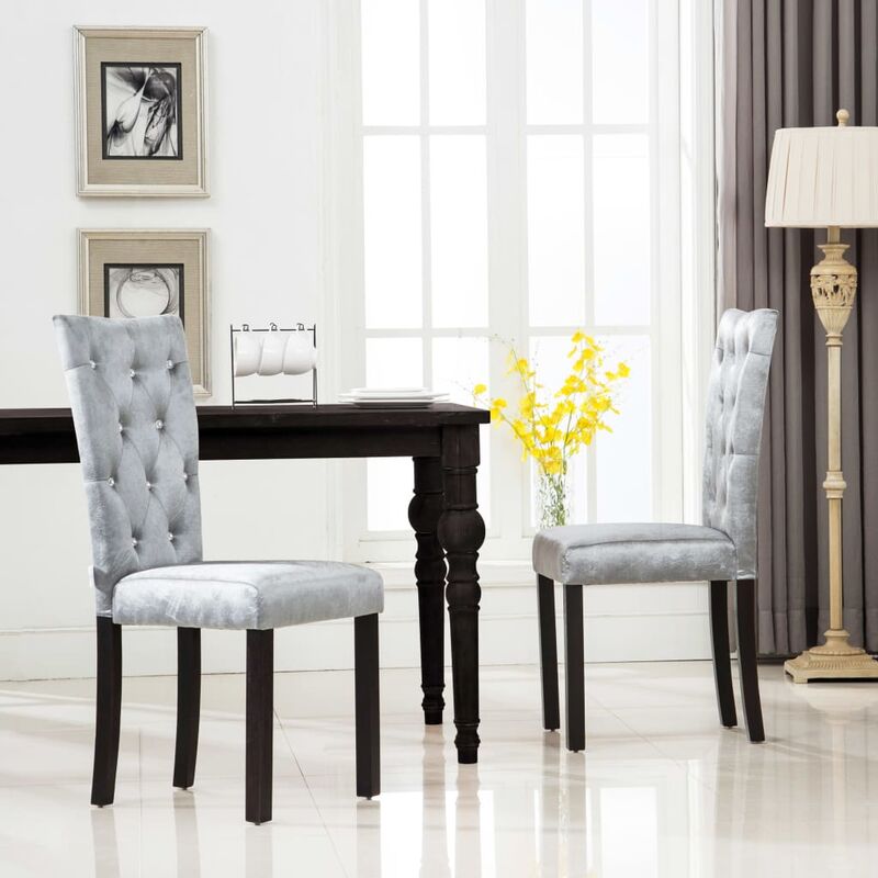 

Sillas de comedor 2 unidades terciopelo plateado - Plateado