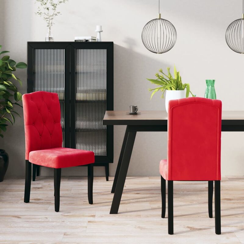 

Sillas de comedor 2 unidades terciopelo rojo vino tinto