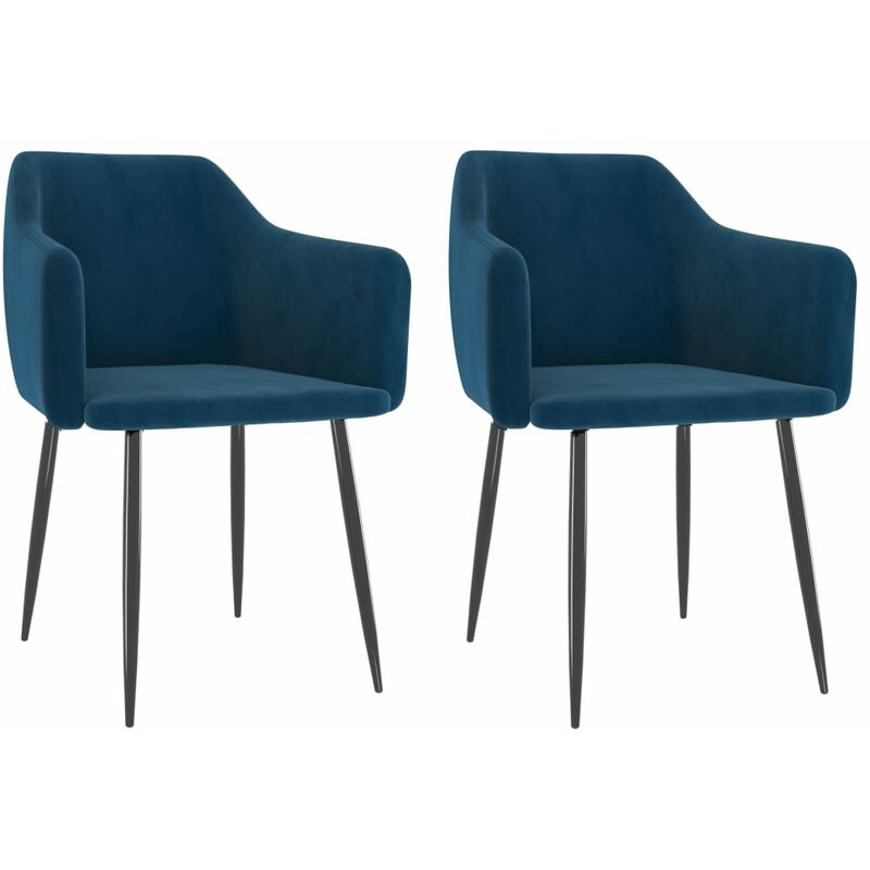 

vidaXL Sillas de Comedor 2 Unidades de Terciopelo Azul - Azul